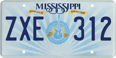 MS license plate ZXE312