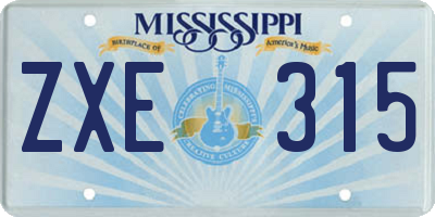 MS license plate ZXE315