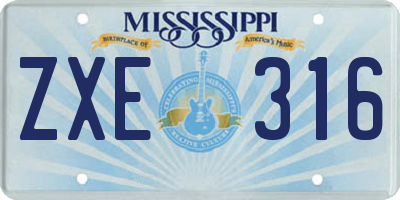 MS license plate ZXE316