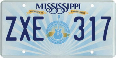 MS license plate ZXE317