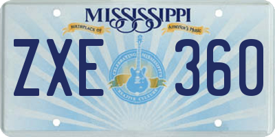 MS license plate ZXE360