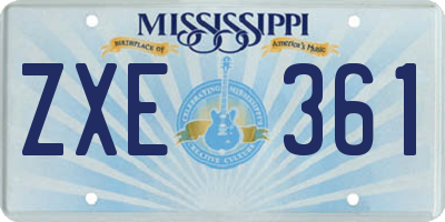 MS license plate ZXE361