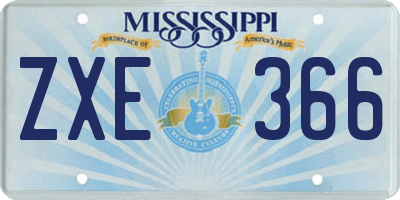 MS license plate ZXE366