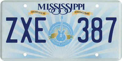 MS license plate ZXE387