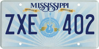 MS license plate ZXE402