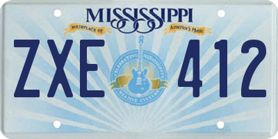 MS license plate ZXE412