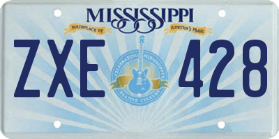 MS license plate ZXE428