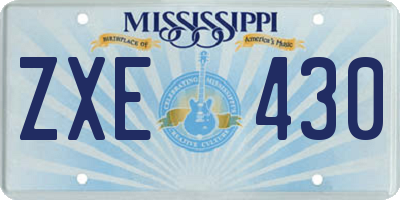 MS license plate ZXE430