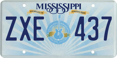 MS license plate ZXE437