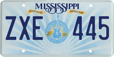 MS license plate ZXE445