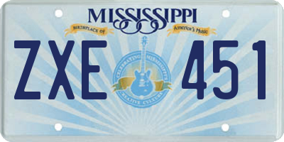 MS license plate ZXE451