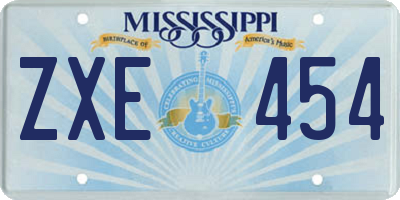 MS license plate ZXE454