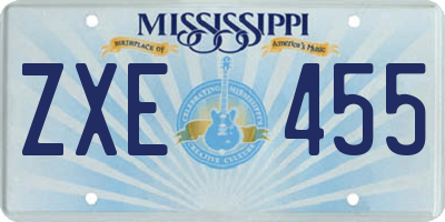 MS license plate ZXE455