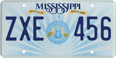 MS license plate ZXE456