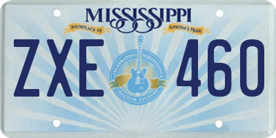 MS license plate ZXE460