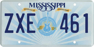 MS license plate ZXE461