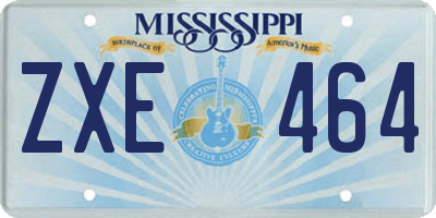 MS license plate ZXE464