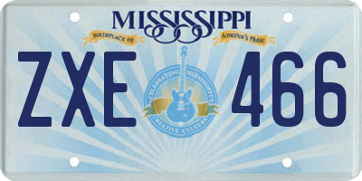 MS license plate ZXE466