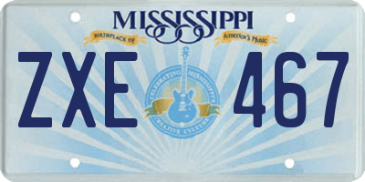 MS license plate ZXE467