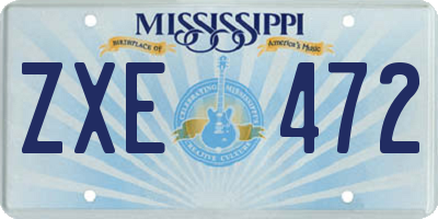 MS license plate ZXE472