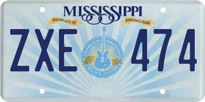 MS license plate ZXE474