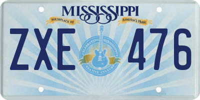MS license plate ZXE476