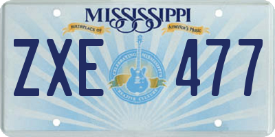 MS license plate ZXE477