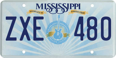 MS license plate ZXE480