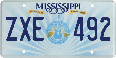 MS license plate ZXE492