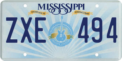 MS license plate ZXE494