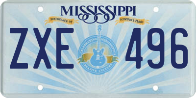 MS license plate ZXE496