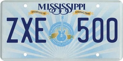 MS license plate ZXE500