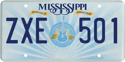 MS license plate ZXE501