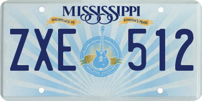 MS license plate ZXE512