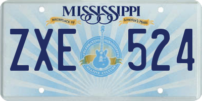 MS license plate ZXE524