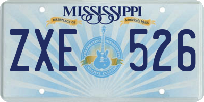 MS license plate ZXE526