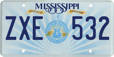 MS license plate ZXE532