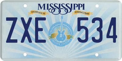 MS license plate ZXE534