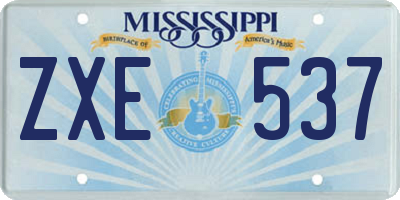 MS license plate ZXE537