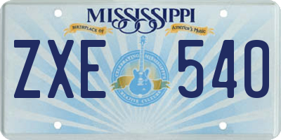 MS license plate ZXE540