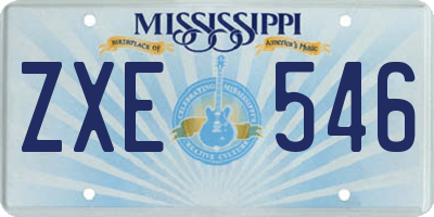 MS license plate ZXE546