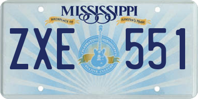 MS license plate ZXE551
