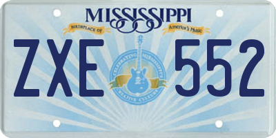 MS license plate ZXE552