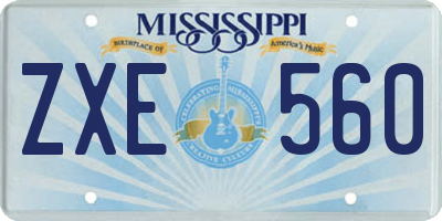 MS license plate ZXE560