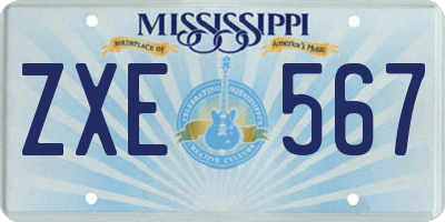 MS license plate ZXE567