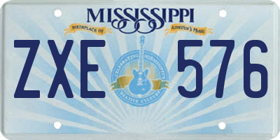 MS license plate ZXE576