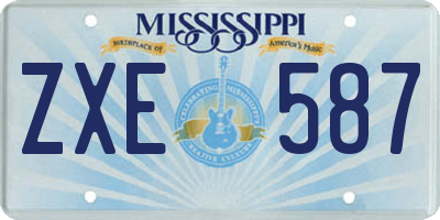 MS license plate ZXE587