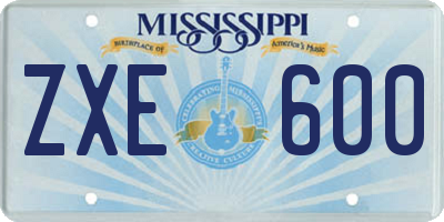 MS license plate ZXE600