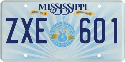 MS license plate ZXE601