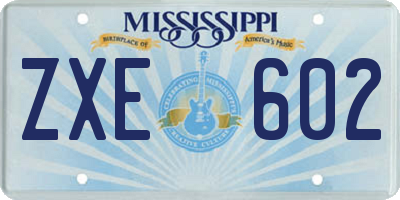 MS license plate ZXE602